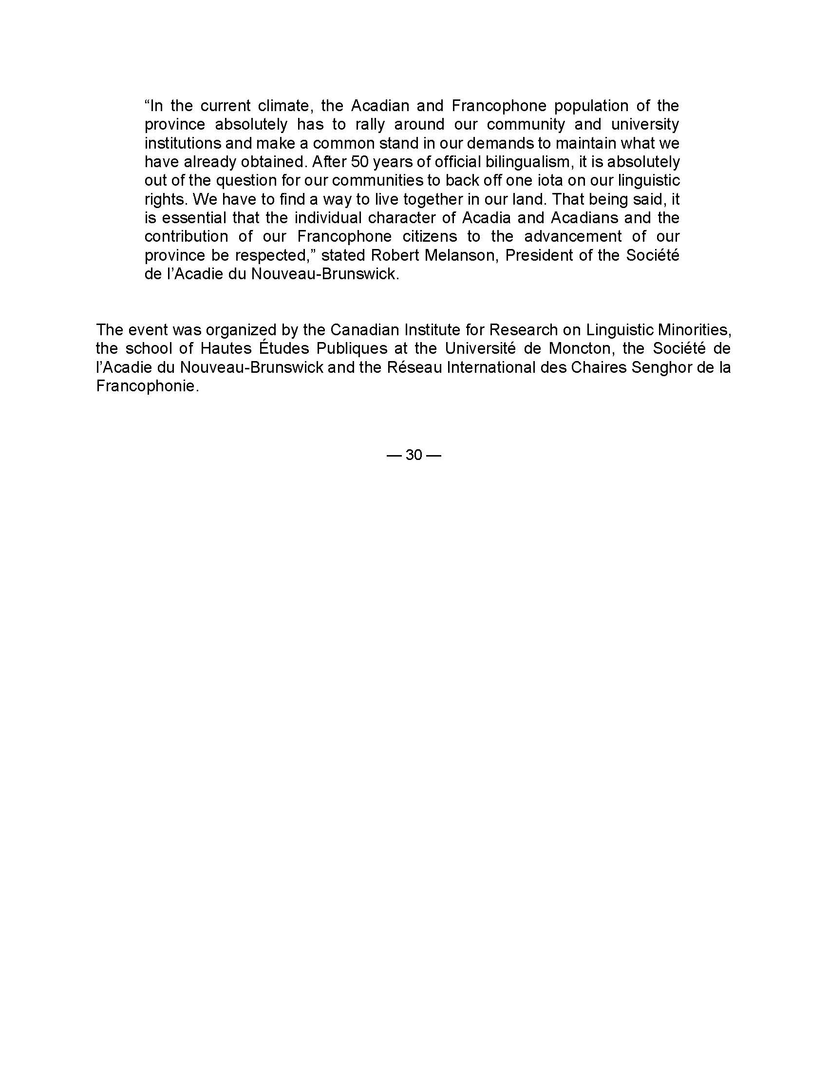 Press release public discussion Antibilingualism Acadia and Francophone Communities Page 2
